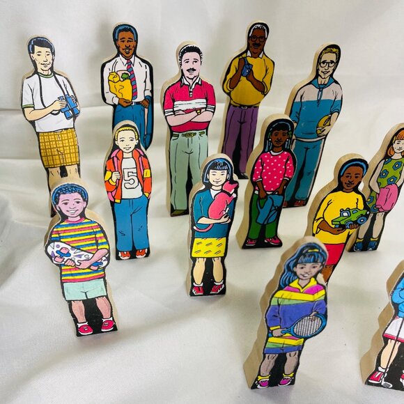 Vintage Inspired Wooden Children Figurines Set Wedgies Career Lot of 13 - Picture 16 of 16